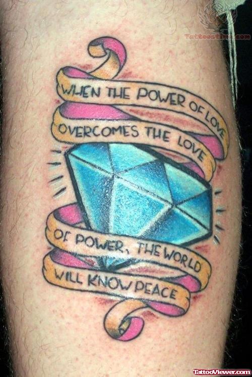 Diamond And Love Banner Tattoo