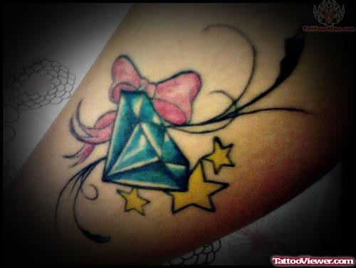 Diamond And Bow Tattoo