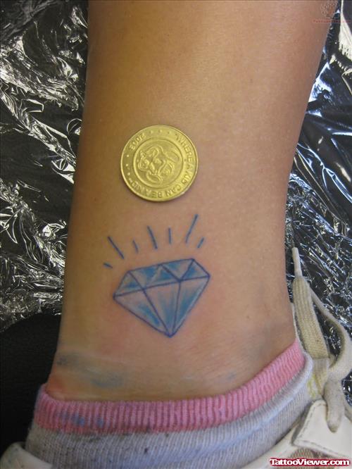 Ankle Blue Diamond  Tattoo
