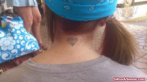Small Diamond Tattoo On Back Neck