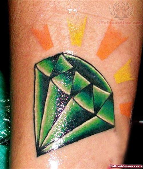 Green Ink Diamond Tattoo