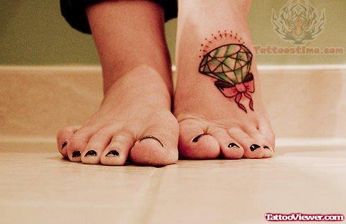 Sparkling Diamond Tattoo On Foot