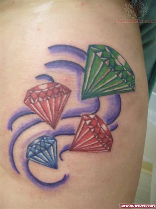 Red And Green Diamond Tattoos