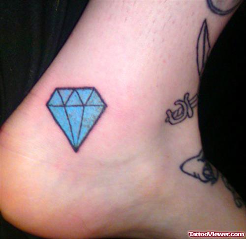 Awesome Blue Diamond Tattoo On Ankle