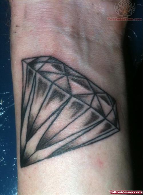 Grey Ink Diamond Tattoo On Arm