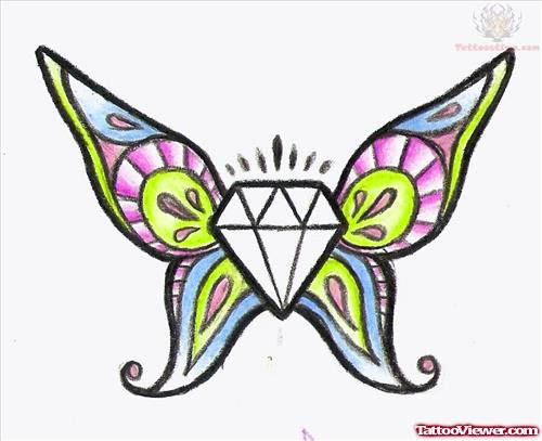 Butterfly And Diamond Tattoo
