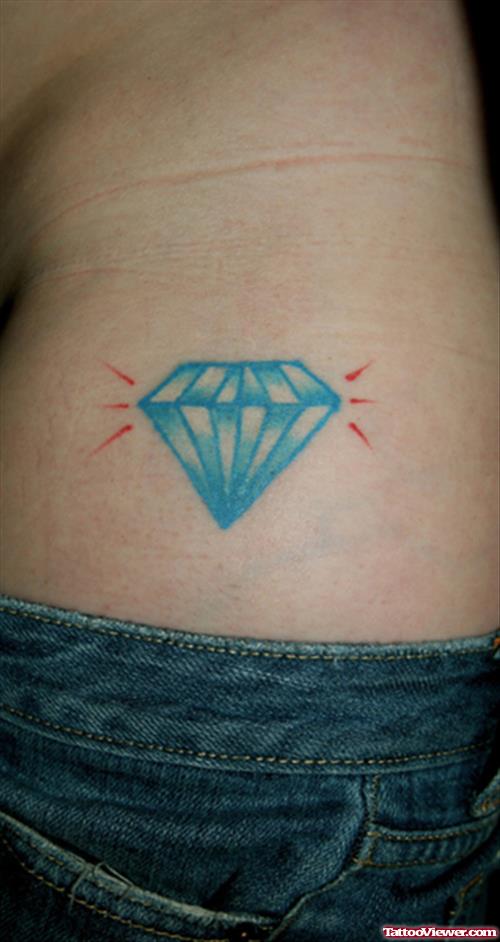 Blue Ink Diamond Tattoo On Side