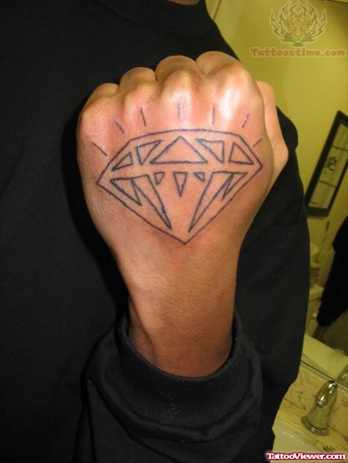 Diamond Outline Tattoo On Hand