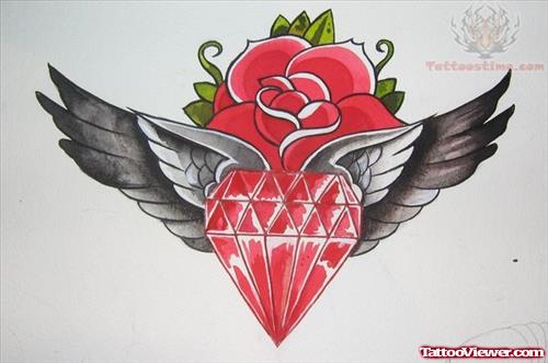 Flying Diamond Tattoo Design