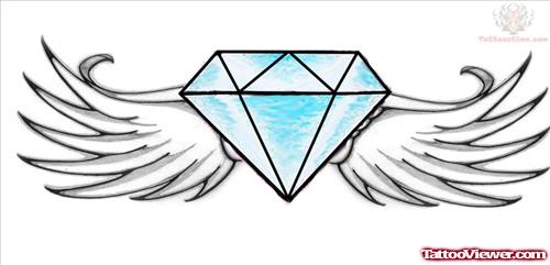 Winged Diamond Tattoo Design