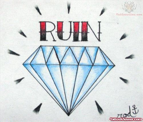 Ruin Diamond Tattoo Design