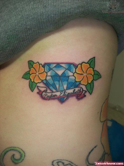 Diamond And flowers Tattoo