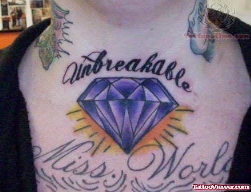 Purple Diamond Tattoo On Chest