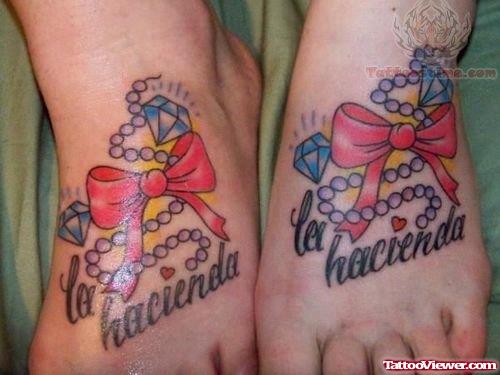 Fancy Diamond Tattoo On Feet