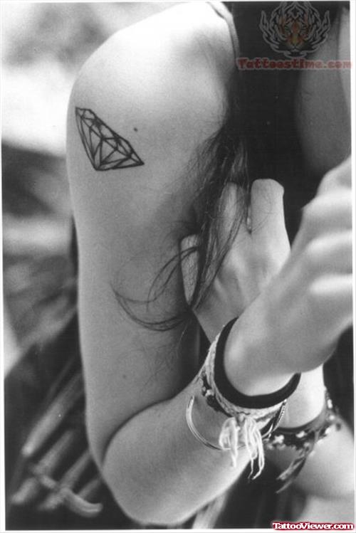 Diamond Tattoo On Girl Shoulder