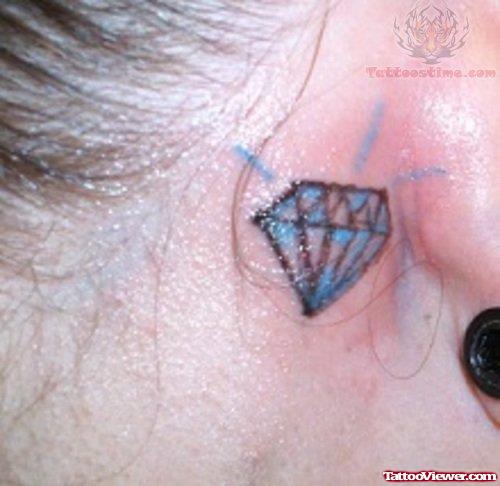 Blue Diamond Tattoo Behinds Ear