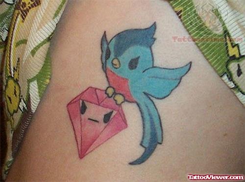 Bird Sit On Diamond Tattoo