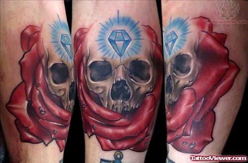 Skull Rose Diamond Tattoo