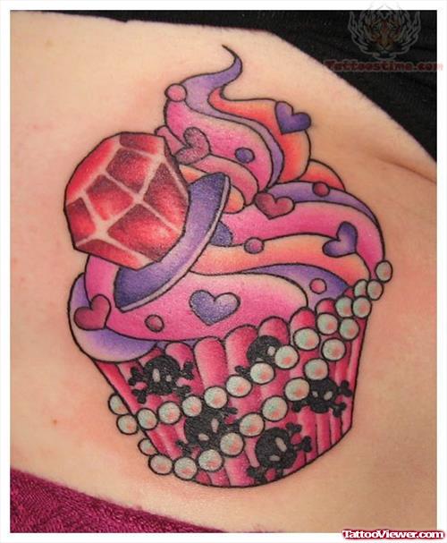 Red Diamond And Cupcake  Tattoo