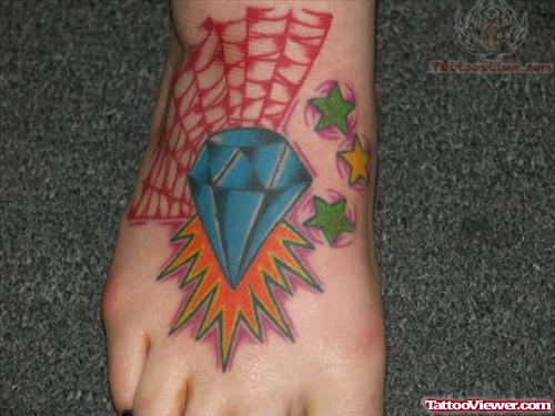 Foot Stars & Diamond Tattoo
