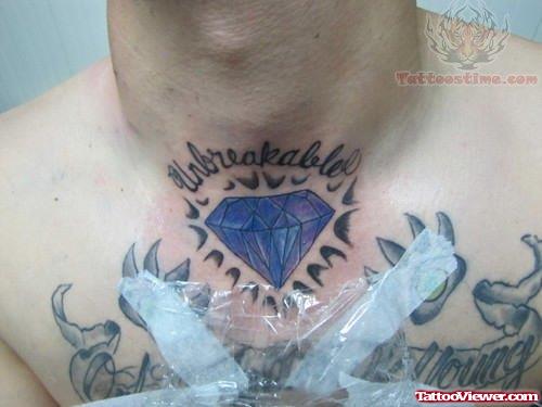 Blue Diamond Tattoo On Throat