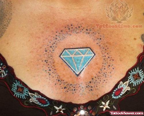 Blue Diamond Tattoo On Chest