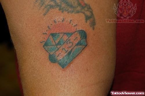 Shining Blue Ink Diamond Tattoo
