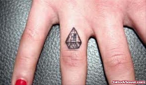 Diamond Ring Tattoo On Finger