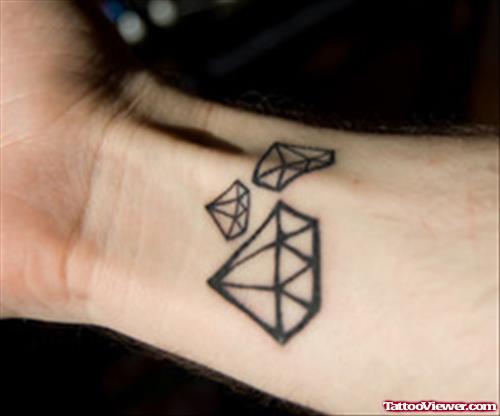 Black Ink Diamond Tattoo On Wrist