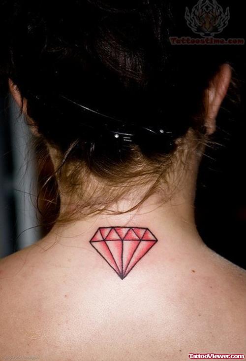 Red Ink Diamond Tattoo On Back