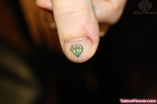 Green Diamond Tattoo on Nail