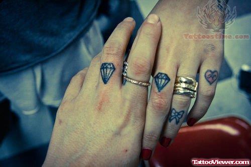 Diamond Couple Ring Tattoo