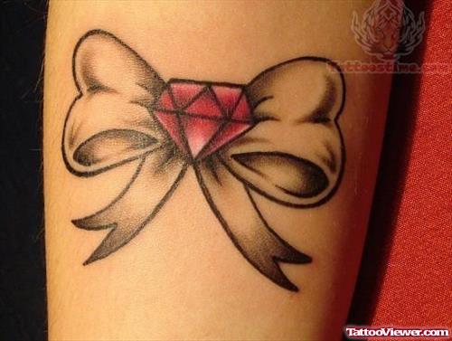 Red Diamond and Bow Tattoo