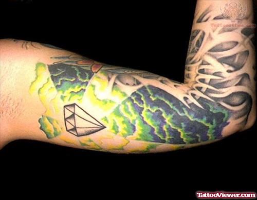 Crystal Diamond Tattoo On Muscles