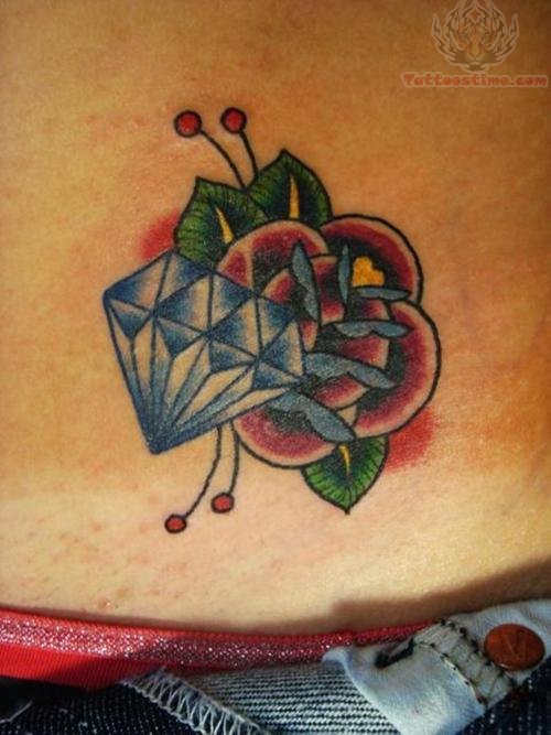 Rose flower And Diamond Tattoo