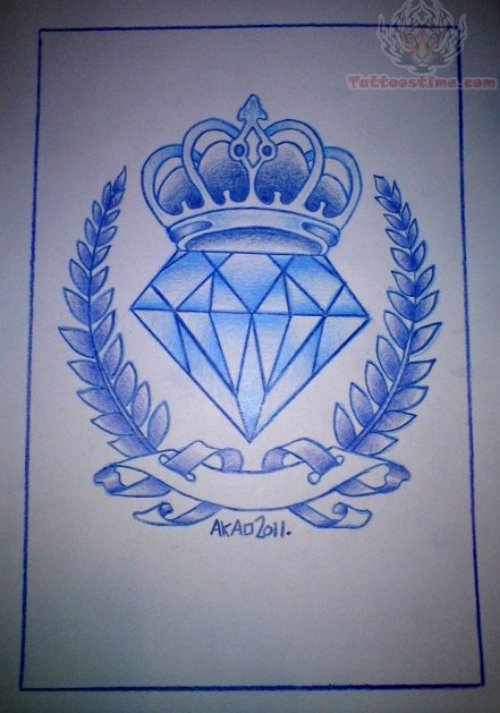 Blue Ink Outline Diamond Tattoo Design