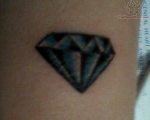 Black Outline And Blue Diamond Tattoo