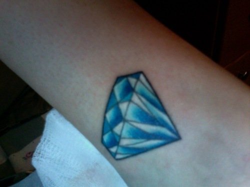Blue Diamond Tattoo On Side Leg