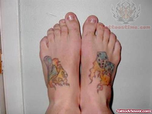 Dice Tattoos On Feet
