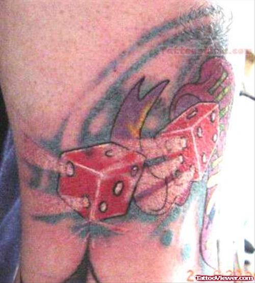 Red Ink Dice Tattoos
