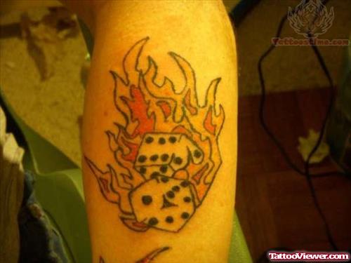 Flaming Dice Tattoo