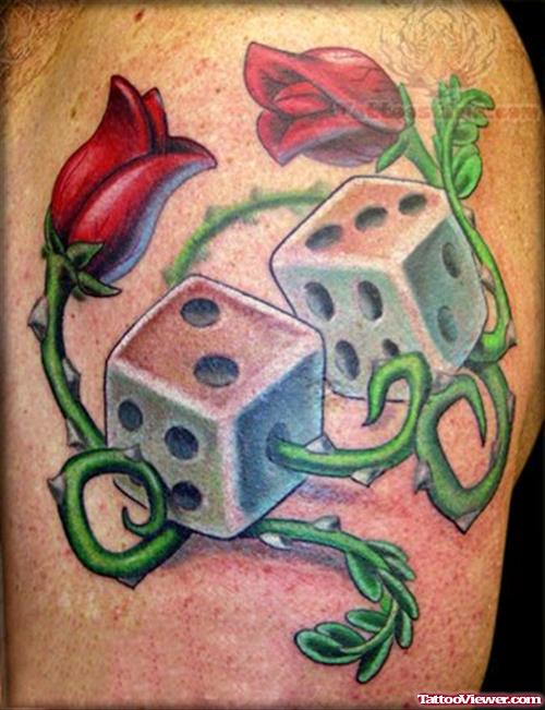 Rose And Dice Tattoos