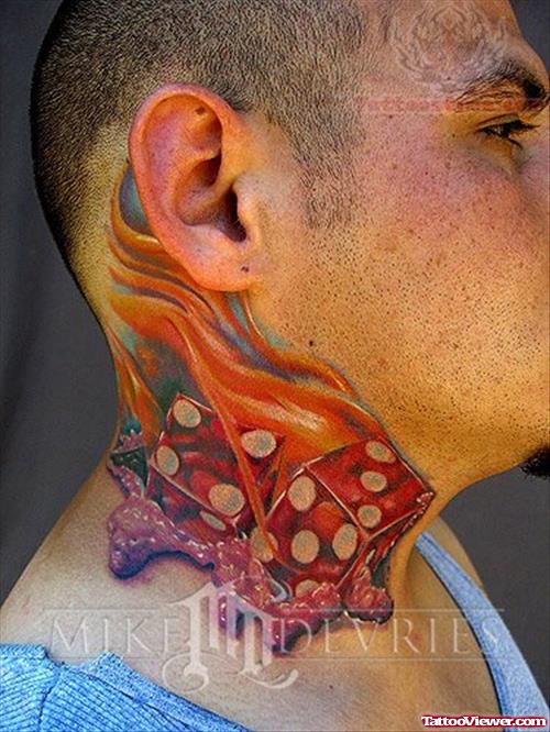 Amazing Dice Tattoos On Neck
