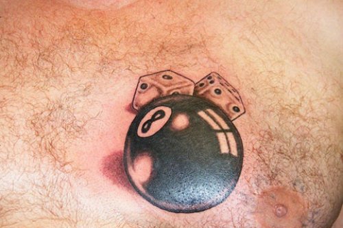 Black Ink Eightball And Dice Tattoos