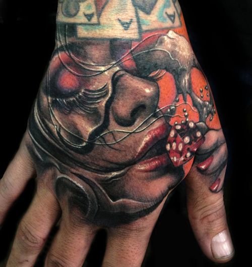 Dice Tattoo On Right Hand