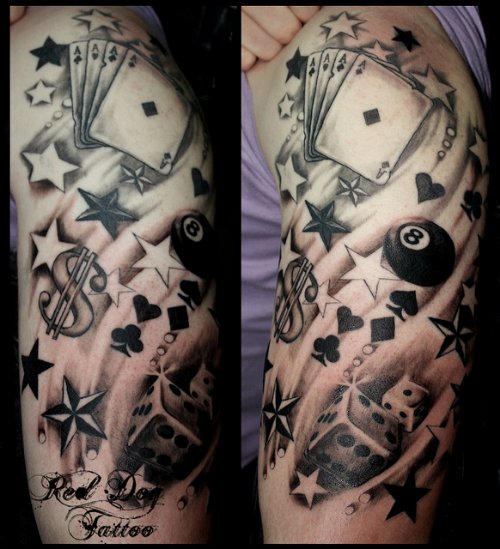 Cards And Eightball Dice Tattoos