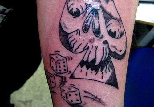 Ace Symbol And Dice Tattoos