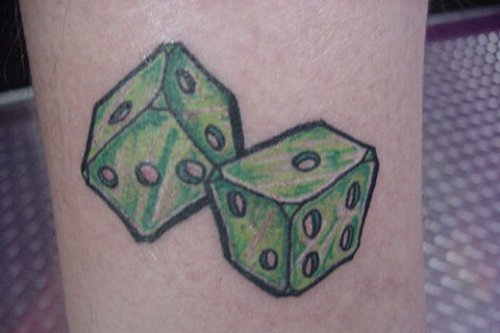 Green Ink Dice Tattoos On Bicep