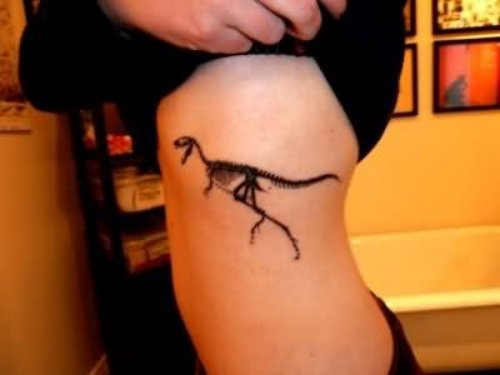 Left Rib Side Dinosaur Tattoo