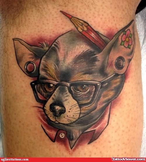 Funny Dog Face Tattoo